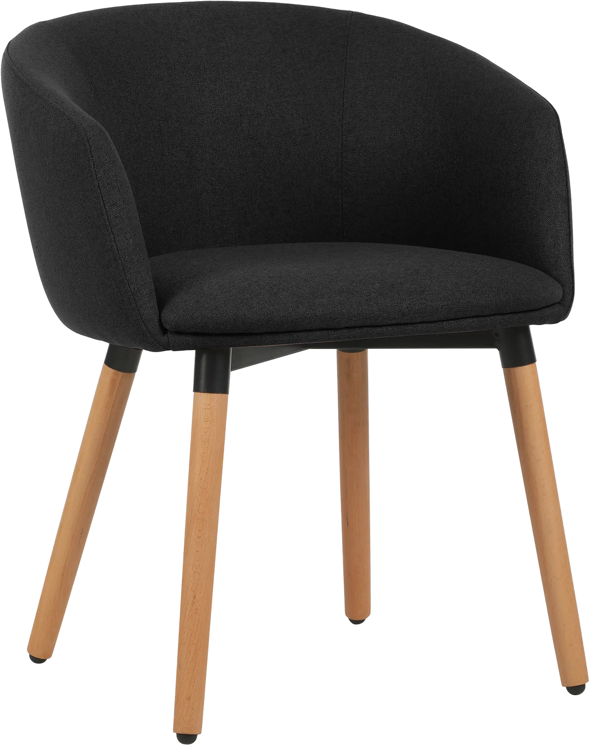 Fauteuil Arco pieds bois tissu gris poivre