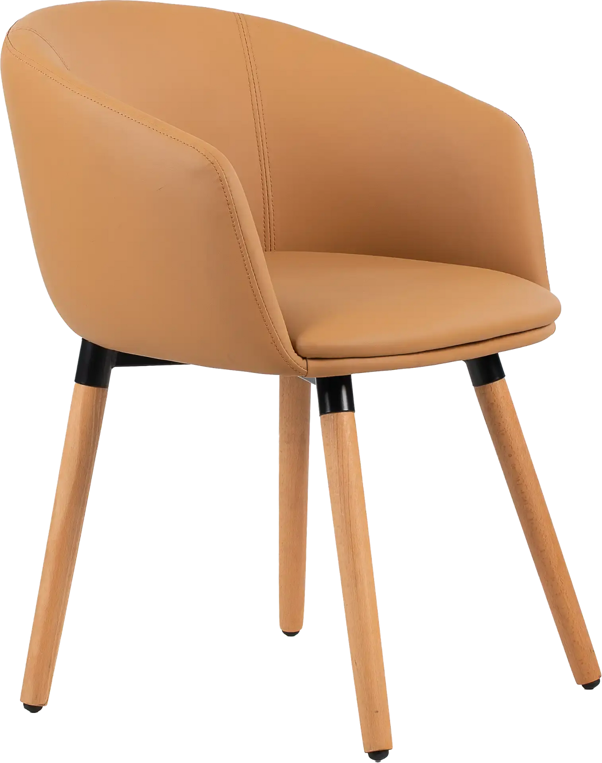 Fauteuil Arco pieds bois polyuréthane cognac