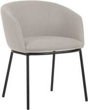 Fauteuil Arco pieds métal tissu beige lin