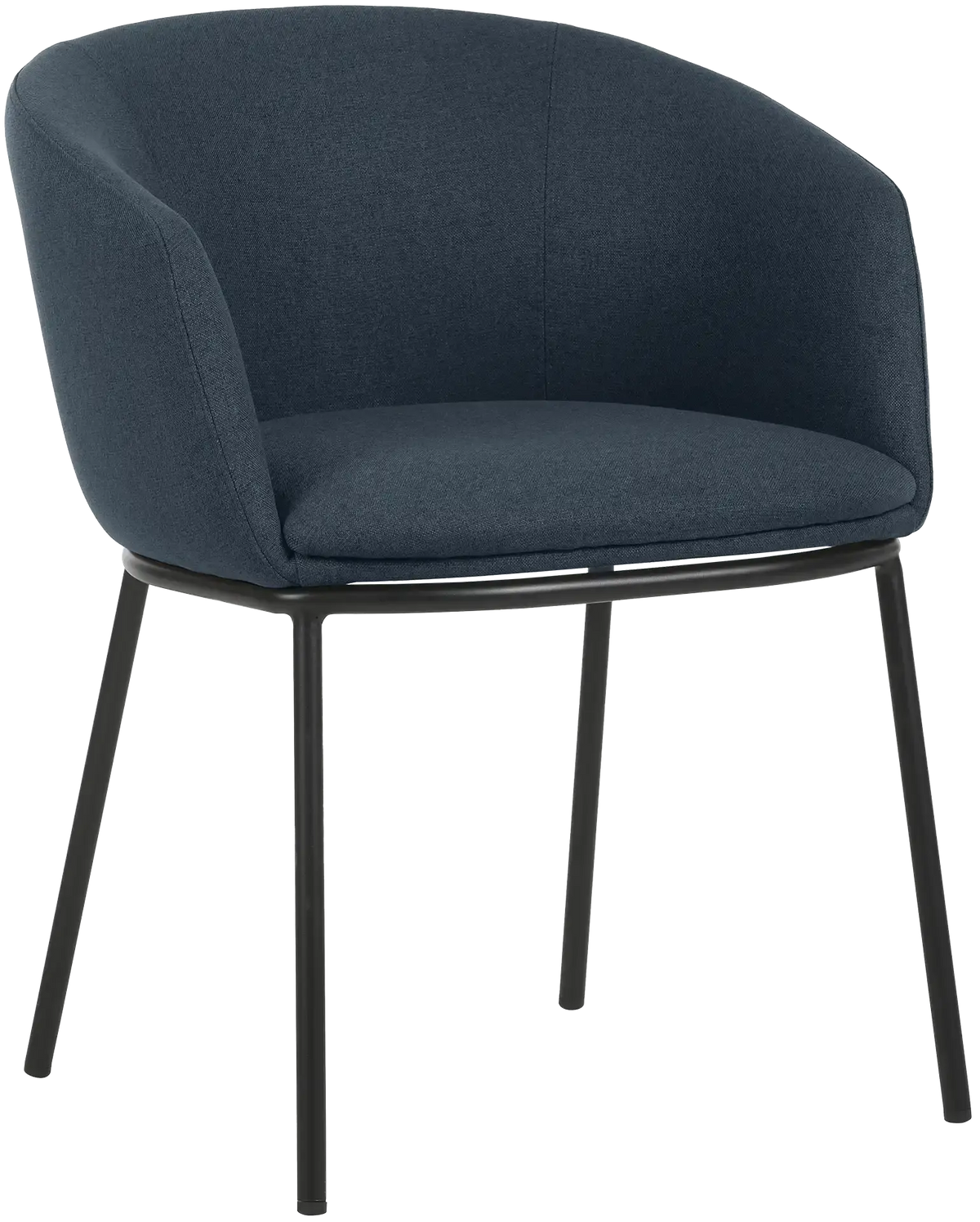 Fauteuil Arco pieds métal tissu bleu nuit