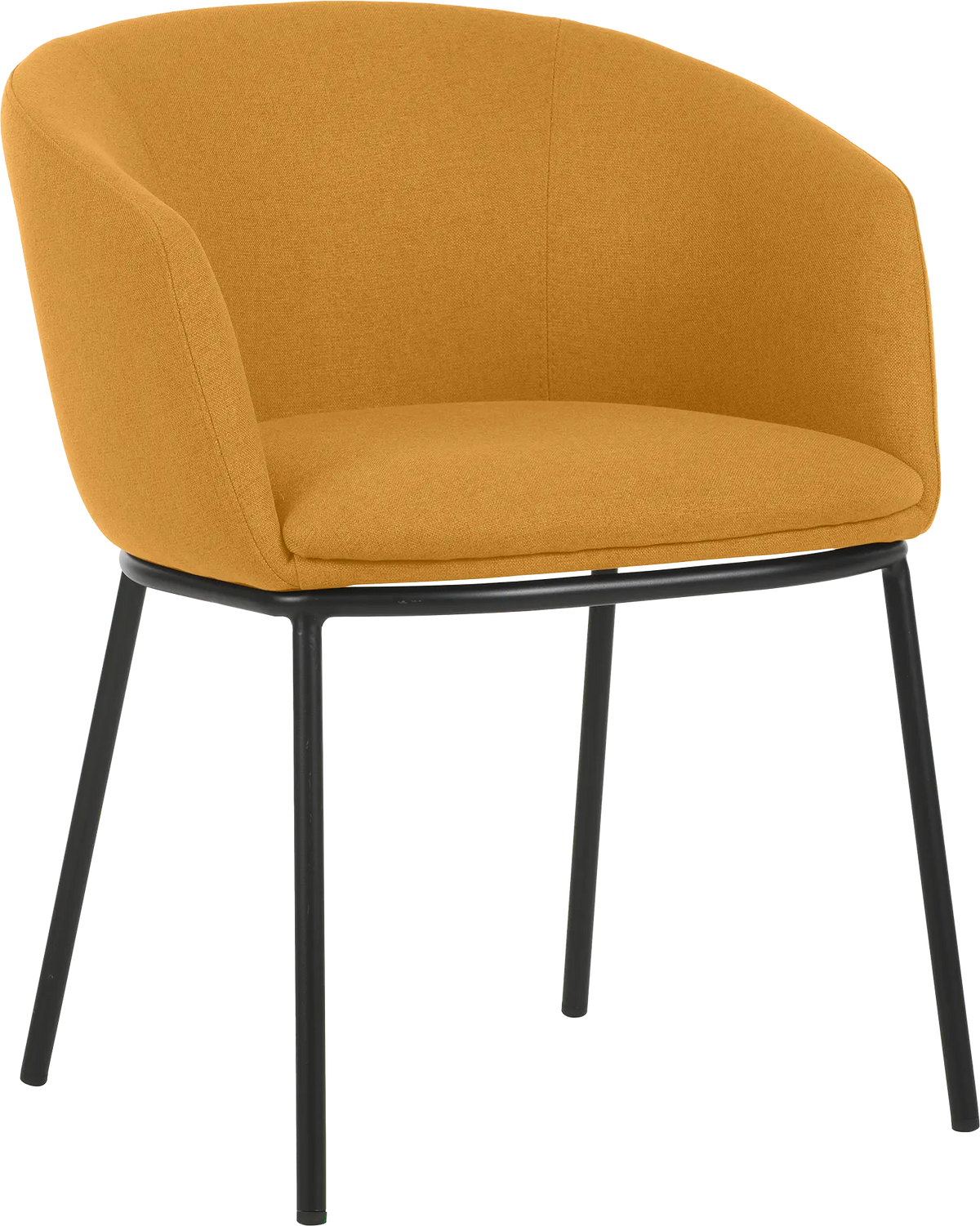 Fauteuil Arco pieds métal tissu jaune safran