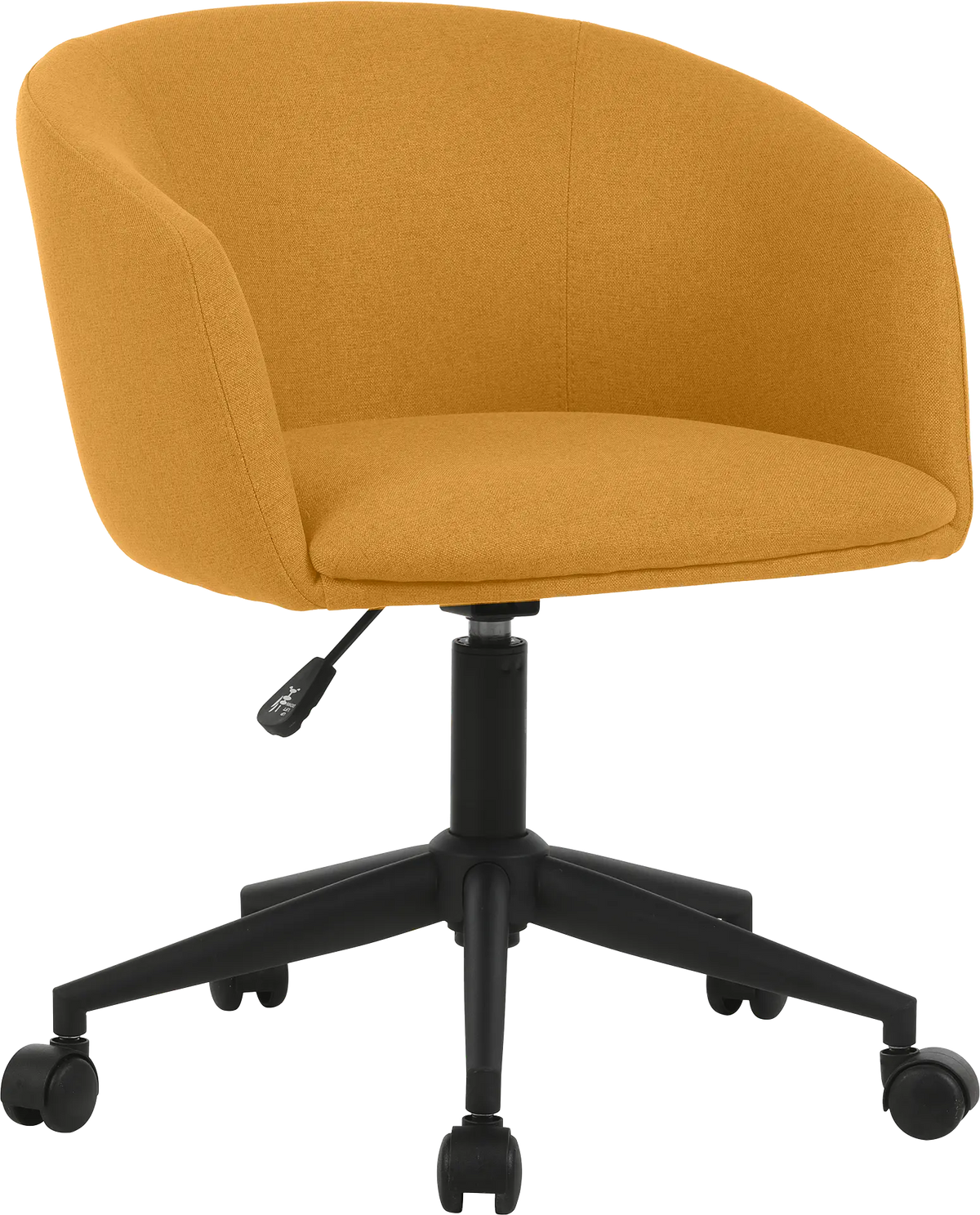 Fauteuil Arco pied roulettes tissu jaune safran