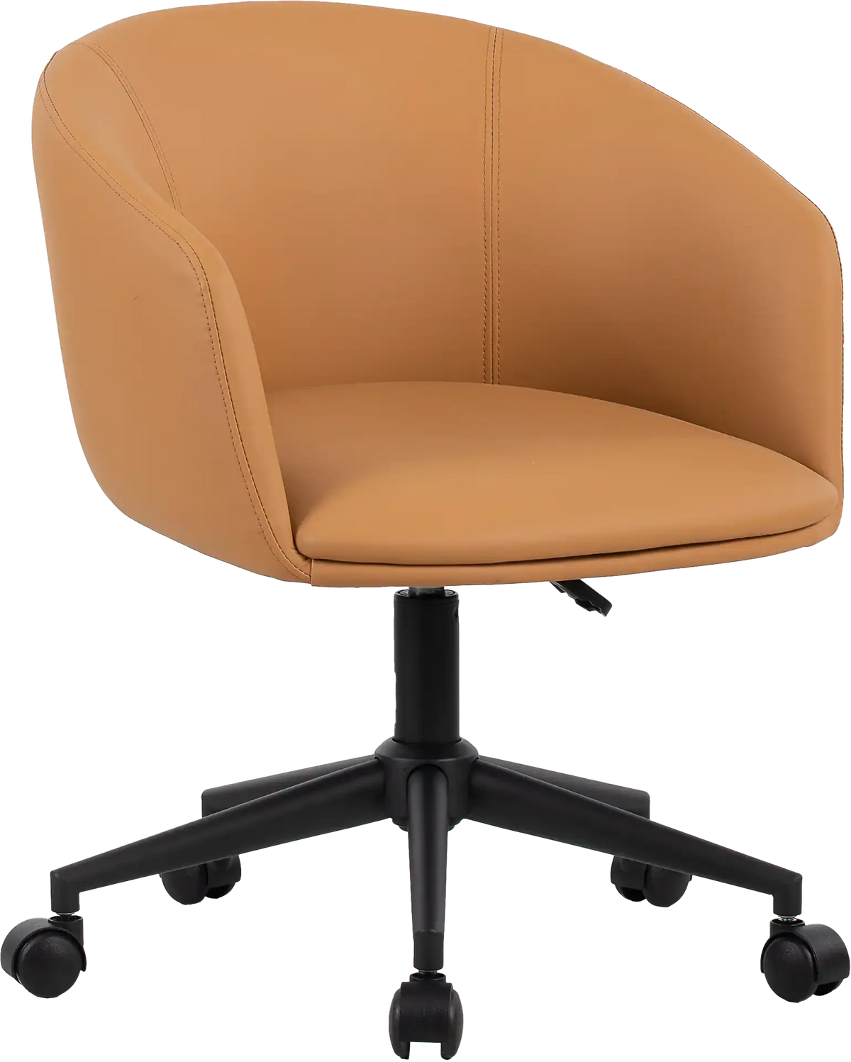 Fauteuil Arco pied roulettes polyuréthane cognac