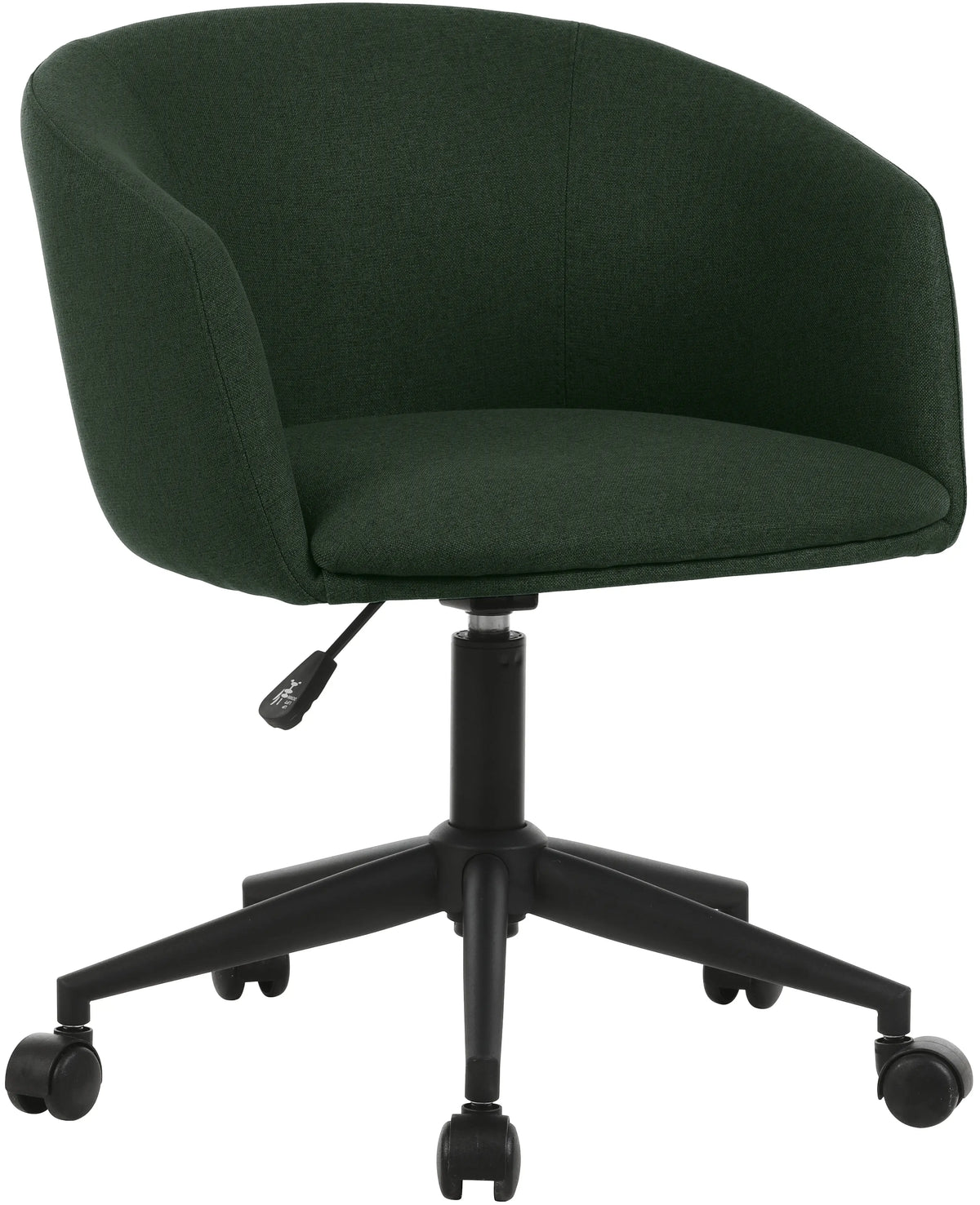 Fauteuil Arco pied roulettes tissu vert anglais