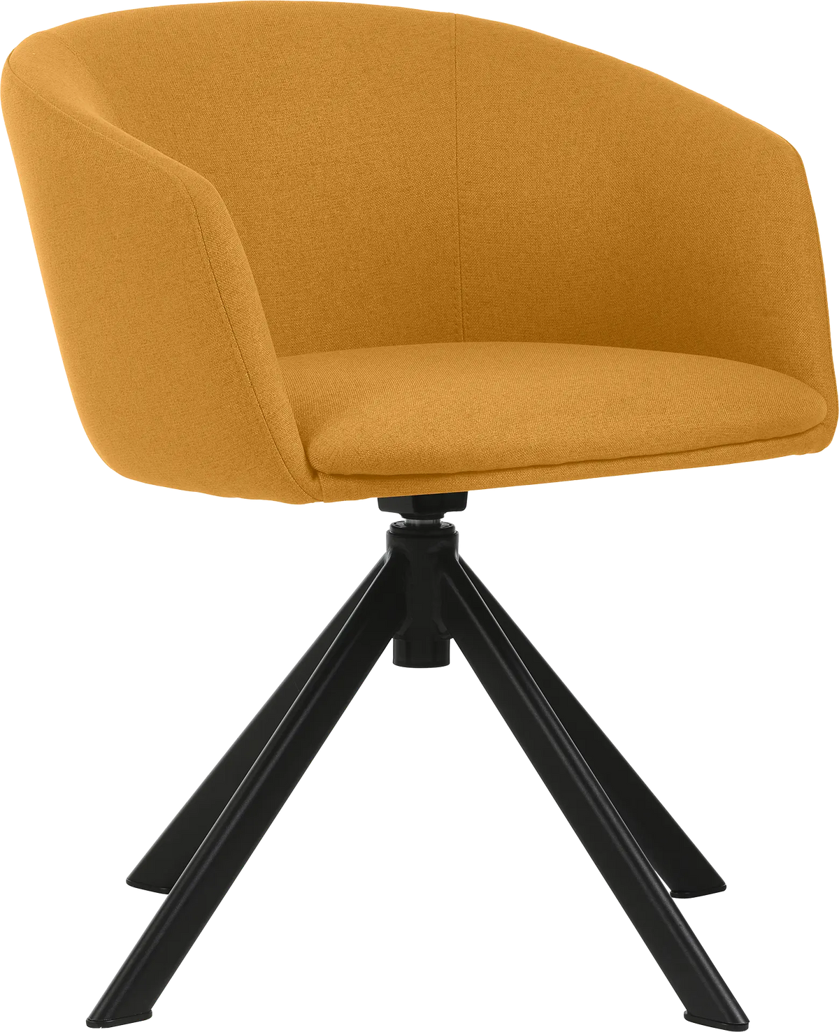 Fauteuil Arco pied pyramide tissu jaune safran
