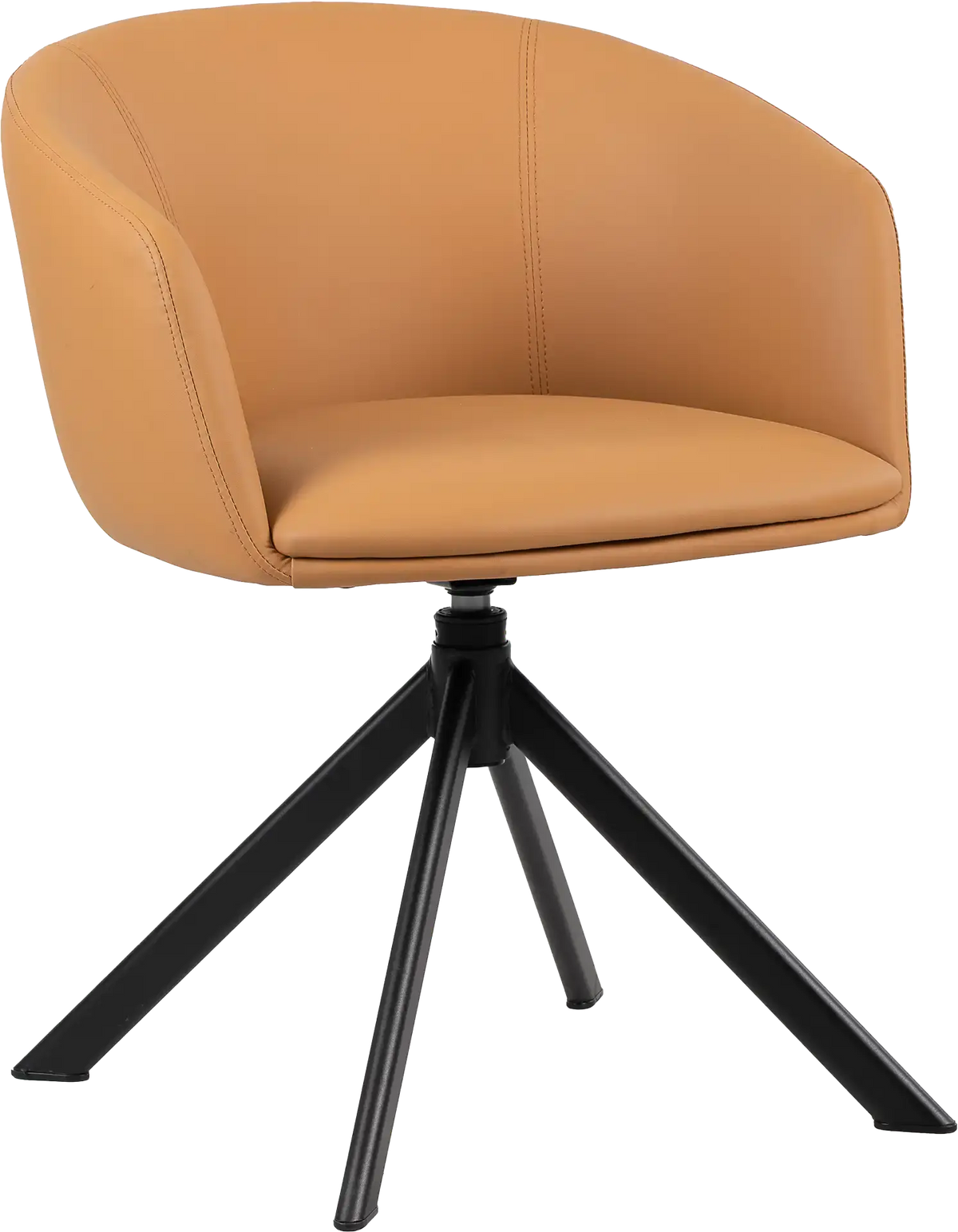 Fauteuil Arco pied pyramide polyuréthane cognac
