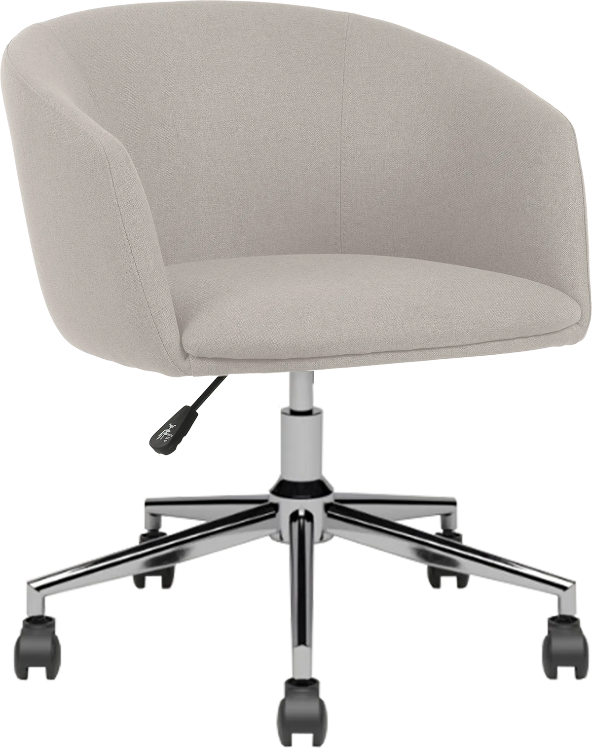 Fauteuil Arco pied roulettes chromé tissu beige lin