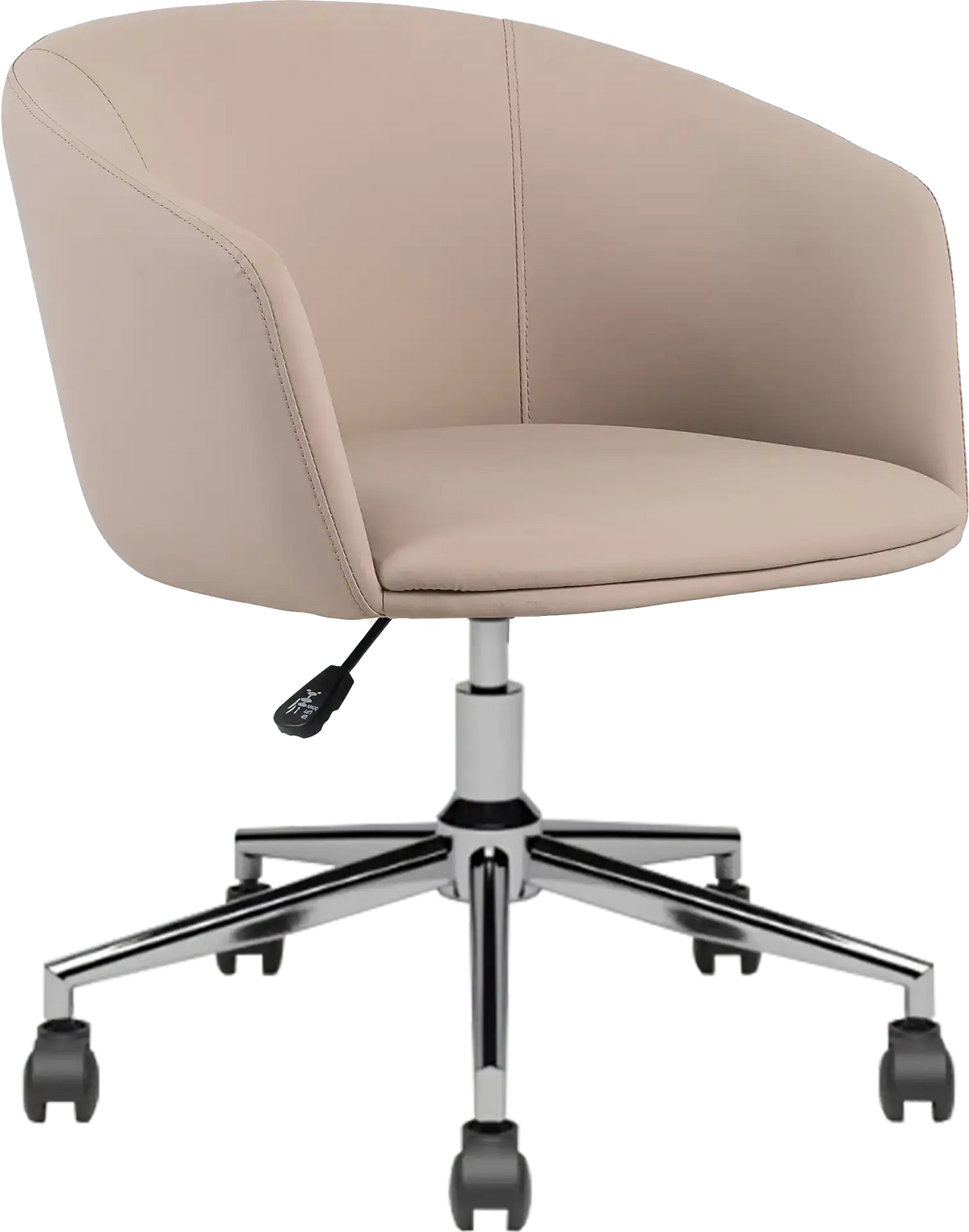 Fauteuil Arco pied roulettes chromé polyuréthane taupe