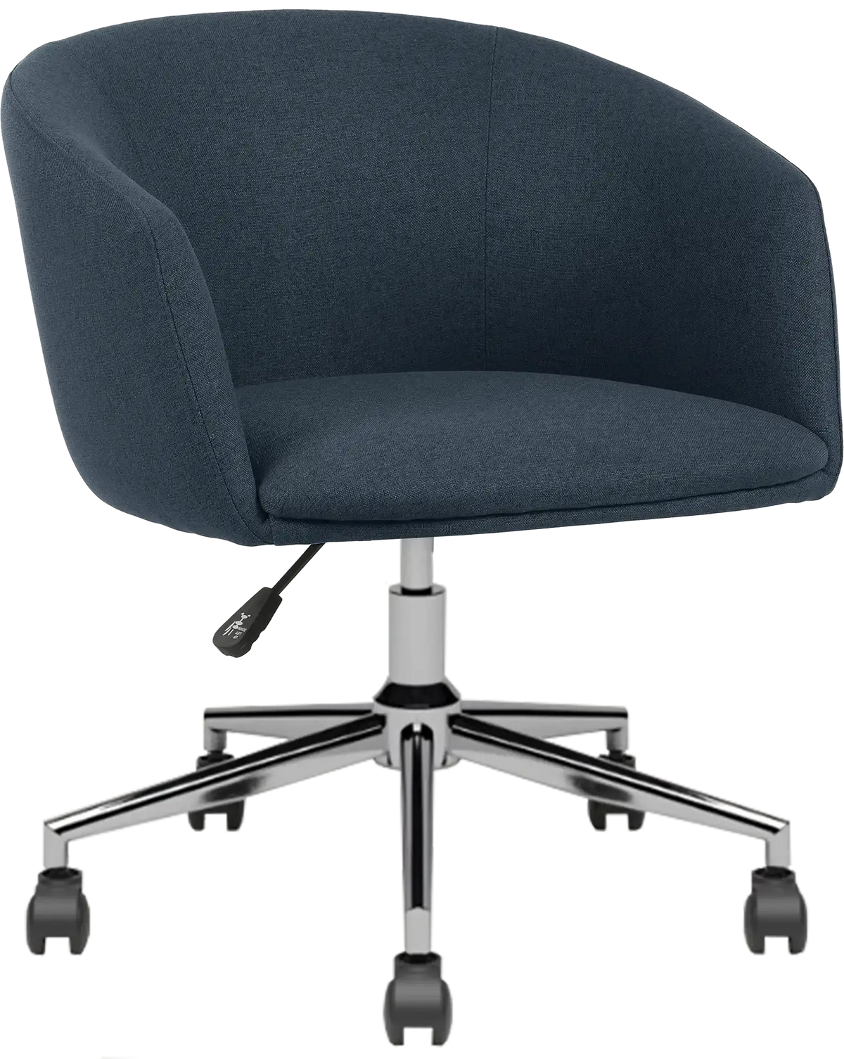 Fauteuil Arco pied roulettes chromé tissu bleu nuit