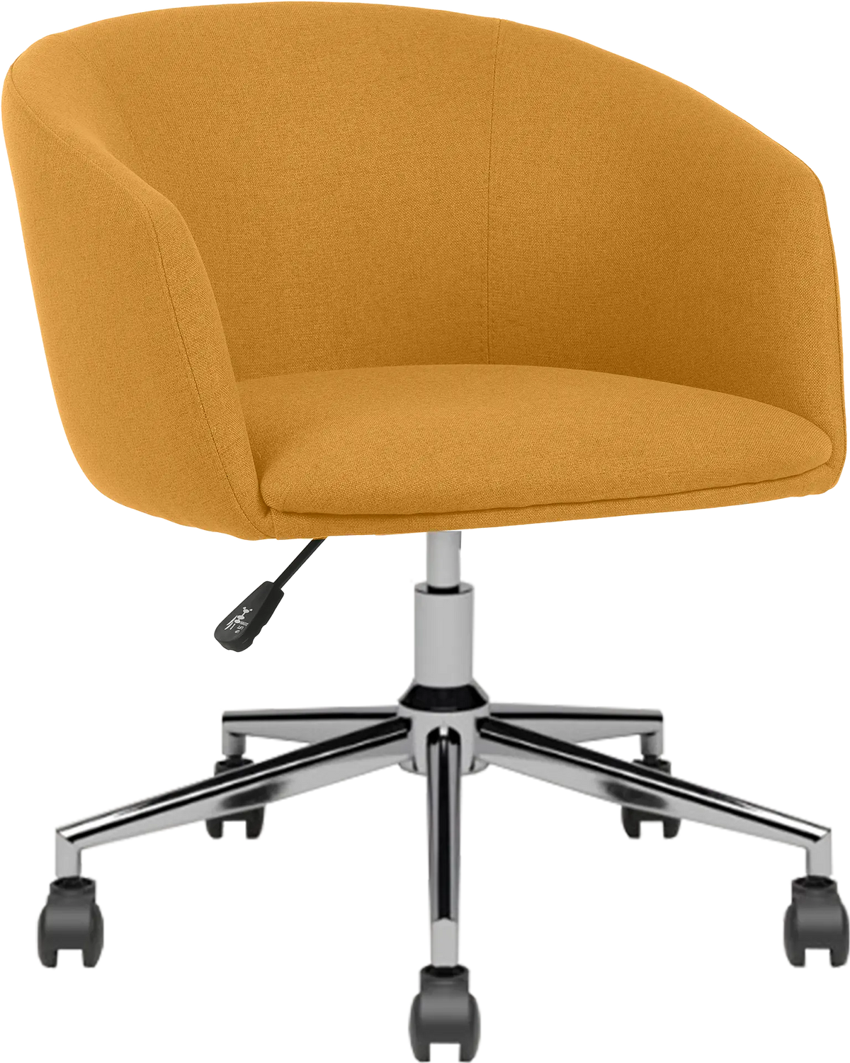 Fauteuil Arco pied roulettes chromé tissu jaune safran