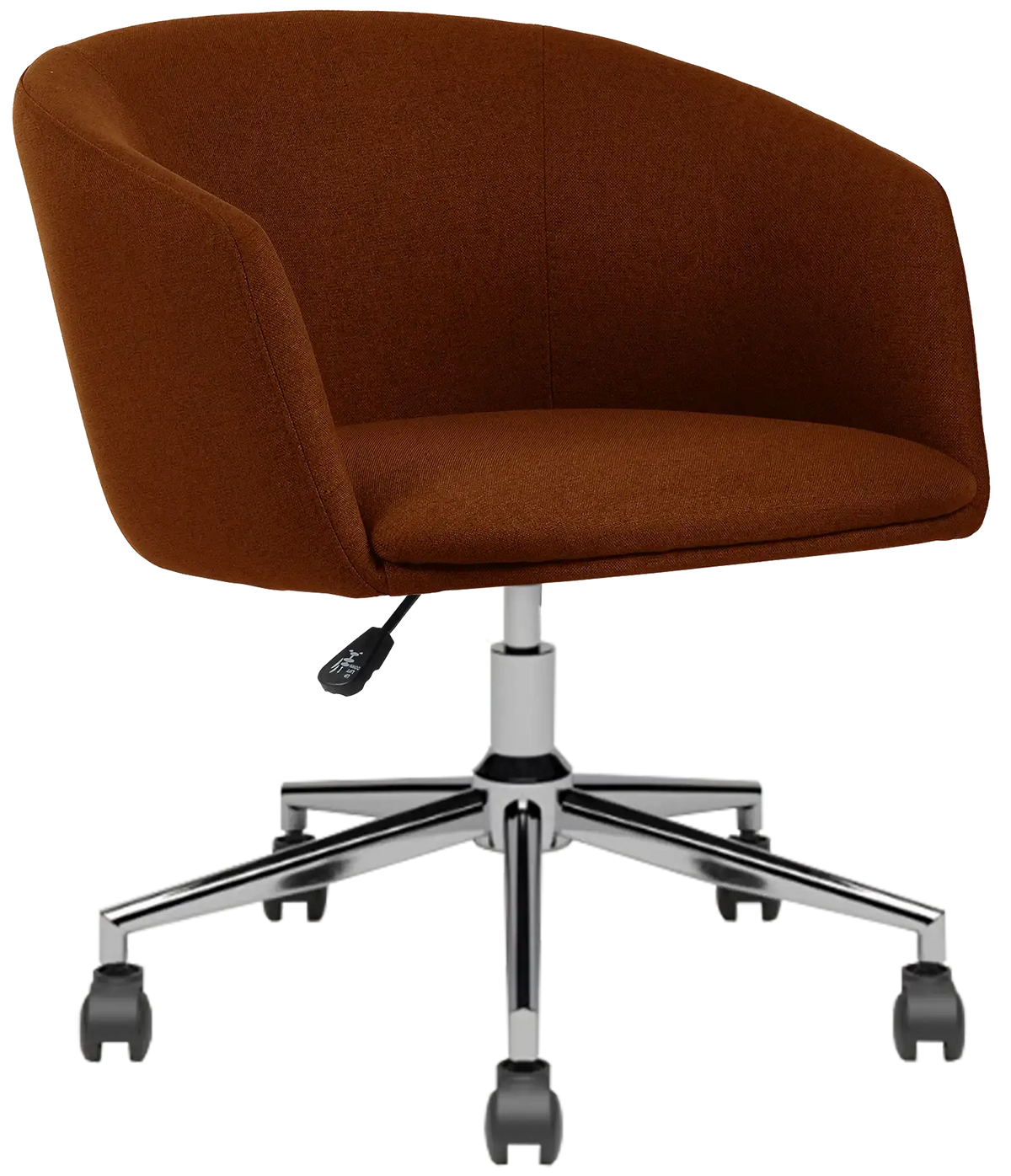 Fauteuil Arco pied roulettes chromé tissu terracotta