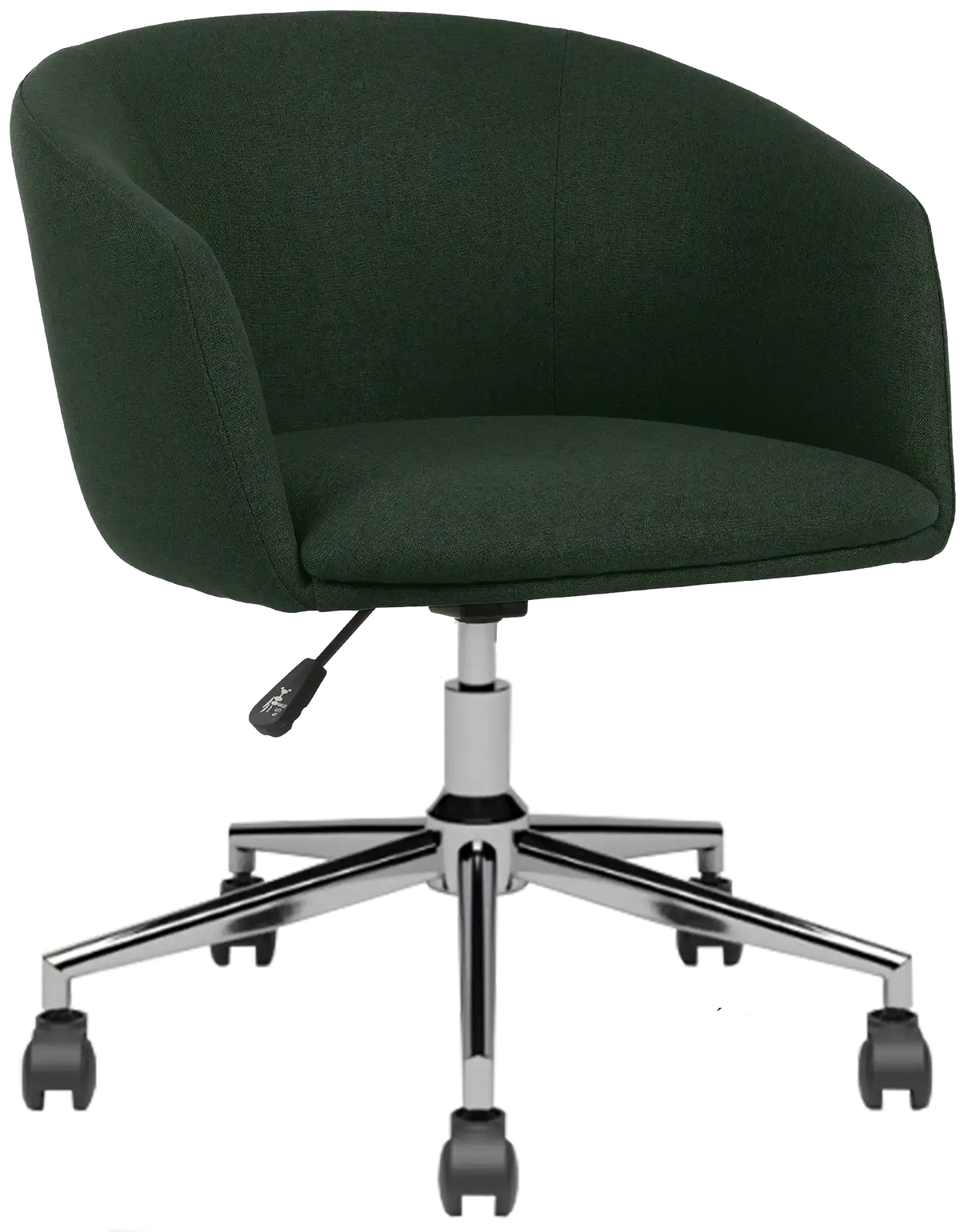 Fauteuil Arco pied roulettes chromé tissu vert anglais