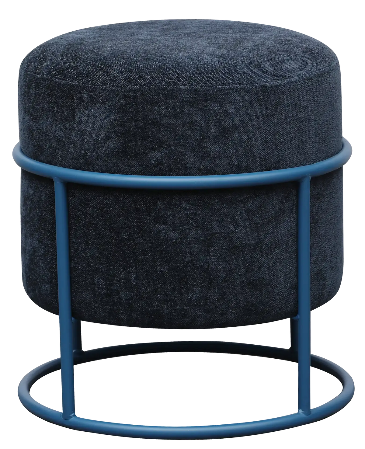 Pouf Arco rond bleu, structure acier bleue