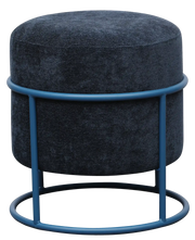 Pouf Arco rond bleu, structure acier bleue