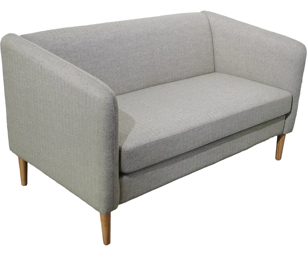 Canapé Kanap 2 places tissu gris, pieds hévéa
