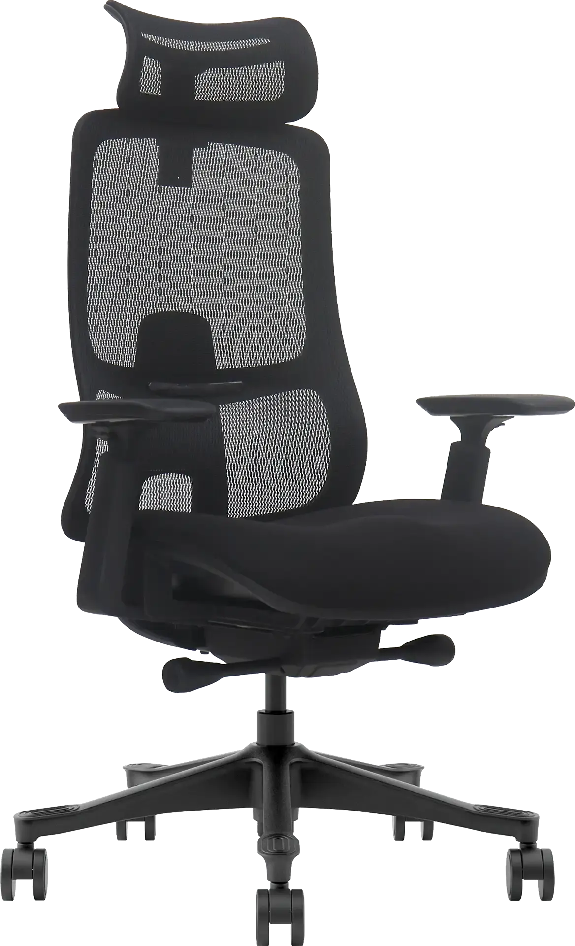Fauteuil Proseat version maille et assise tissu noir, accoudoirs 3D