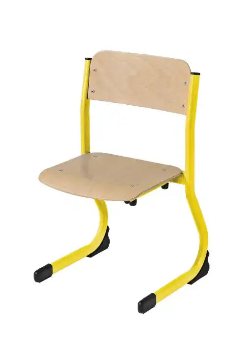 Chaise maternelle CAT315 appui sur table, assise hêtre et piètement acier – SDM Mobilier