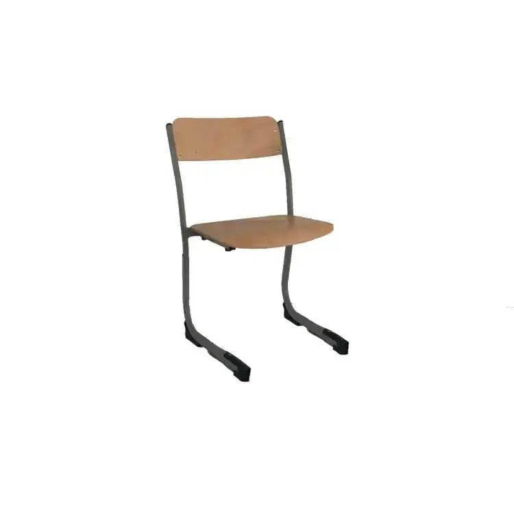 Chaise scolaire réglable en hauteur CAT.R, assise hêtre et piètement luge – SDM Mobilier
