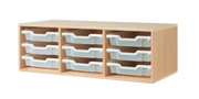 Surmeuble à bacs 105 cm à 3 compartiments pour 9 petits bacs plastiques