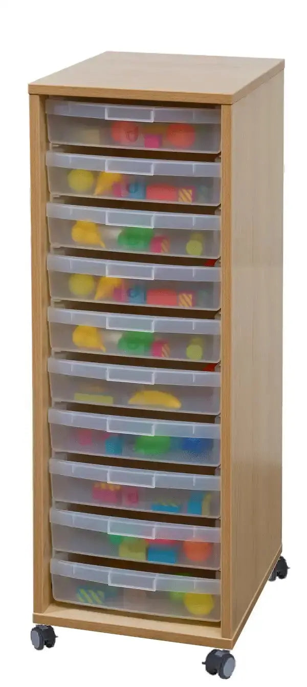 Rangement mobile à bacs 1 colonne 102 cm sur roulettes pour crèche