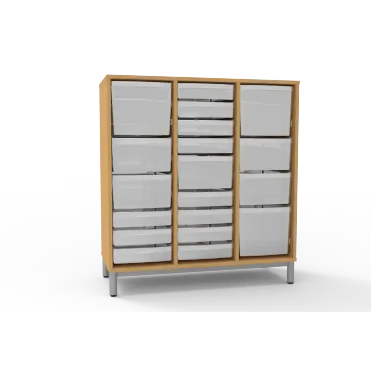Grand meuble à bacs 102 cm surélevé sur piètement pour école