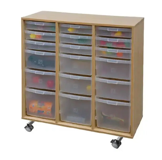 Meuble mobile 3 colonnes 102 cm sur 4 roulettes dont 2 à frein
