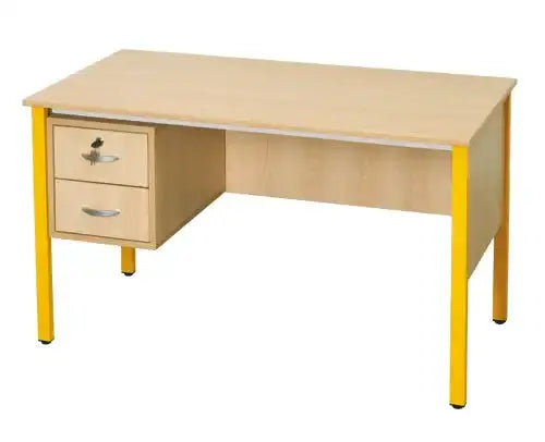 Bureau de professeur 130 x 65 cm avec deux tiroirs placés à gauche
