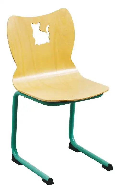Chaise luge maternelle décor Chat, coque en hêtre découpée