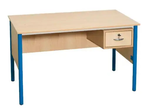 Bureau enseignant tube rond Ø 40 mm avec tiroir à clé à droite