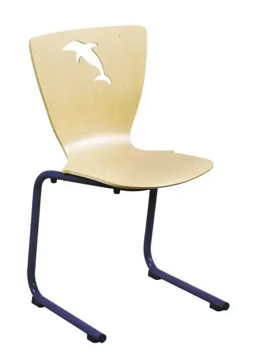 Chaise d'école luge décor Dauphin, appui sur table