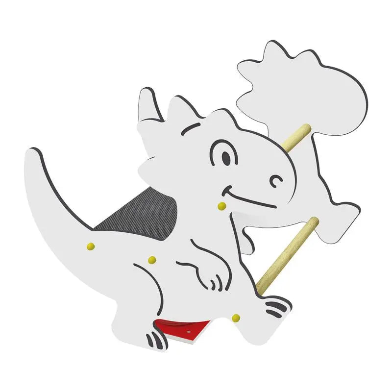 Dinosaure blanc 2 places sur ressort pour crèche et école maternelle