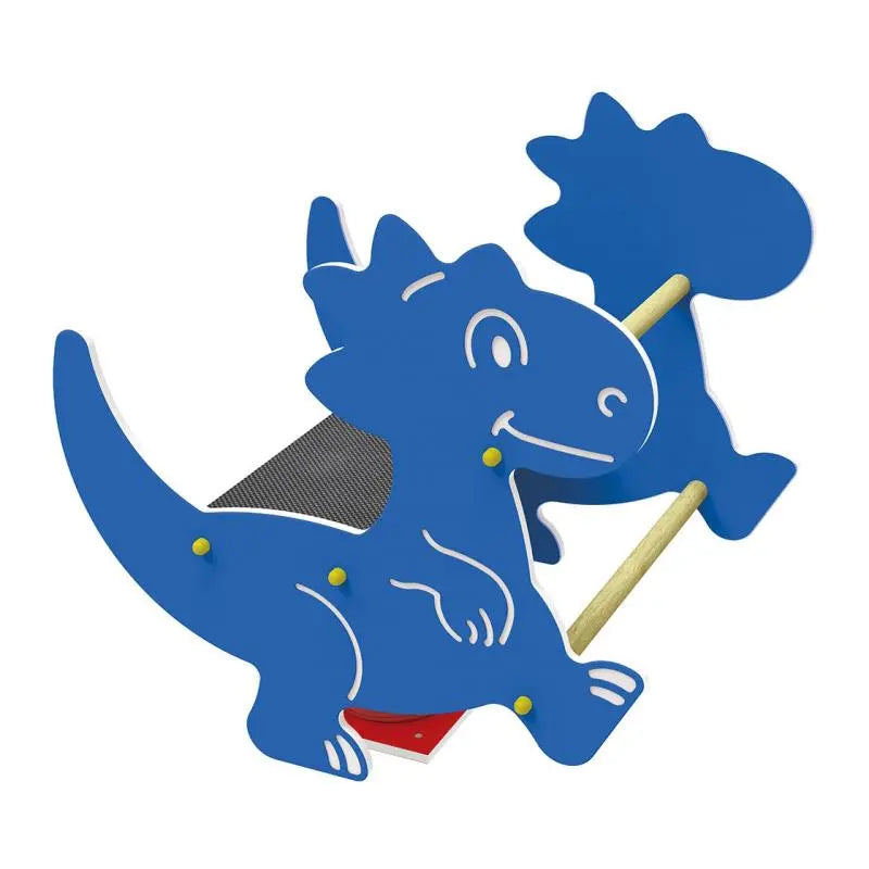 Dinosaure bleu 2 places sur ressort pour aire de jeux municipale