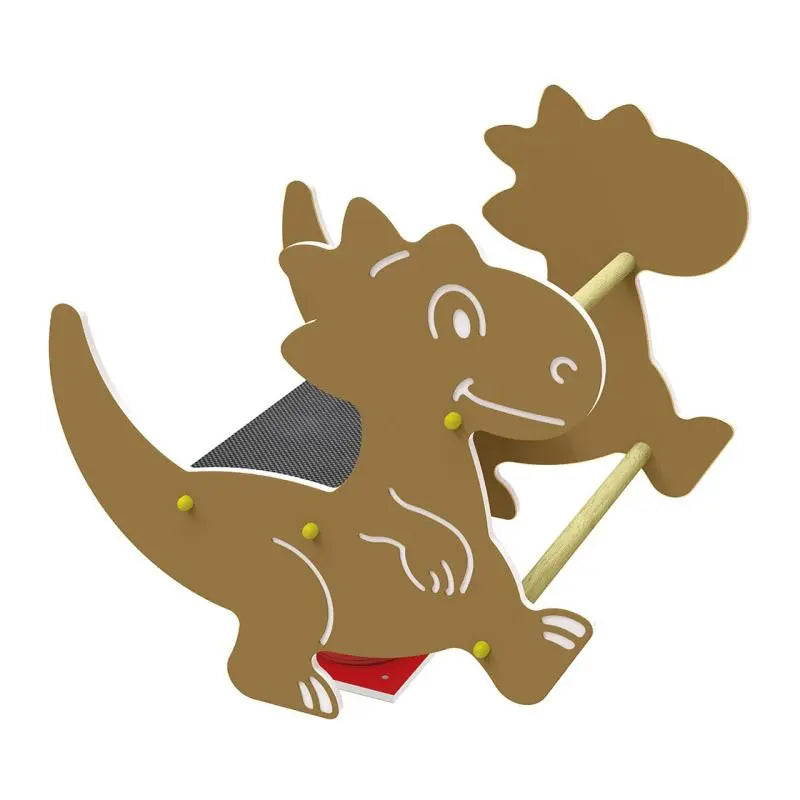 Dinosaure marron 2 places, jeu sur ressort en HPDE recyclable