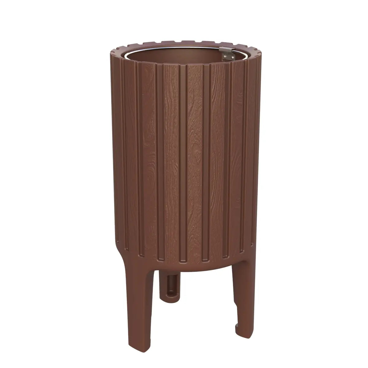 Corbeille Ecocity en polyéthylène recyclé brun, anneau porte-sac inox