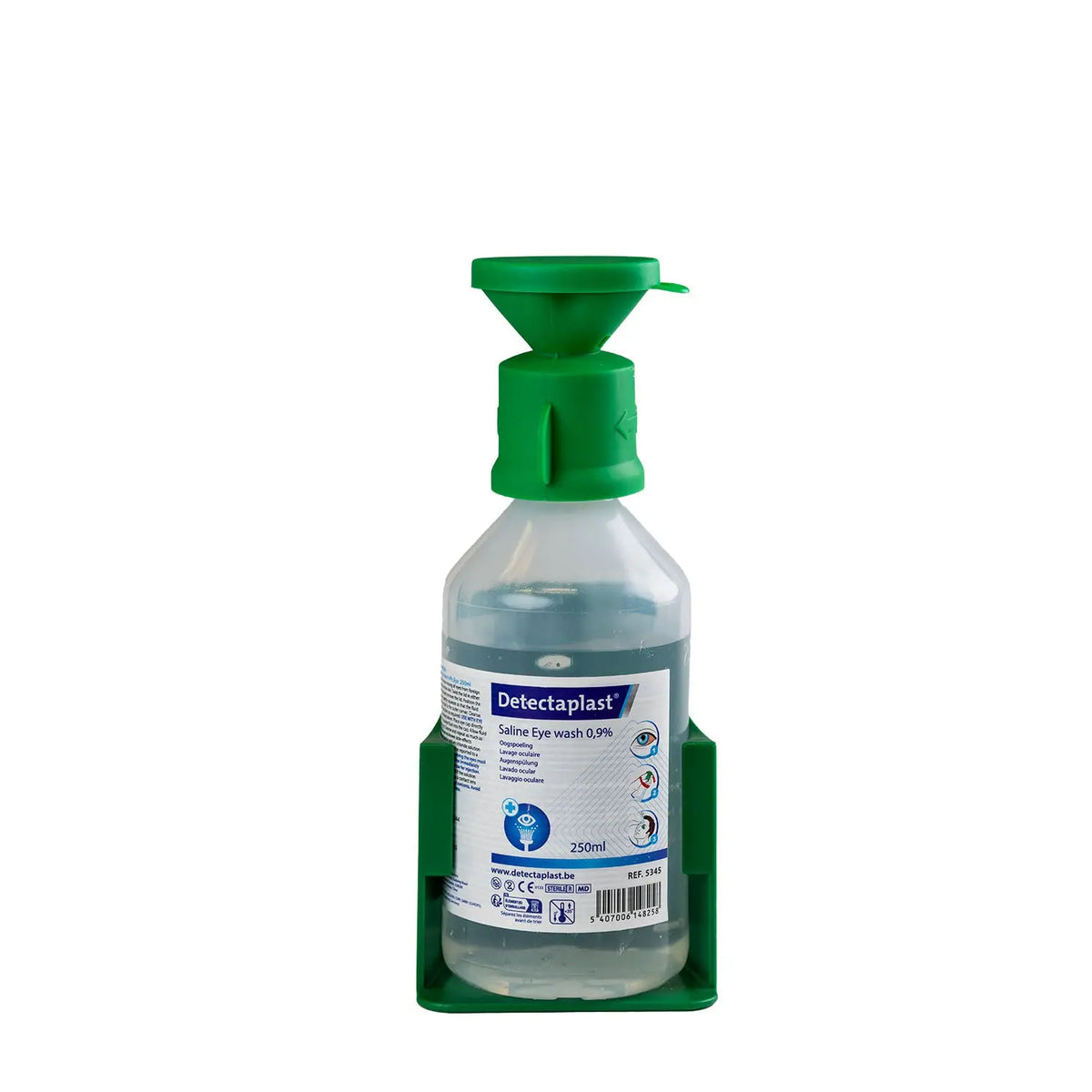 Flacon lave-œil 250 ml Farmor fourni avec support de fixation murale pour poste de rinçage