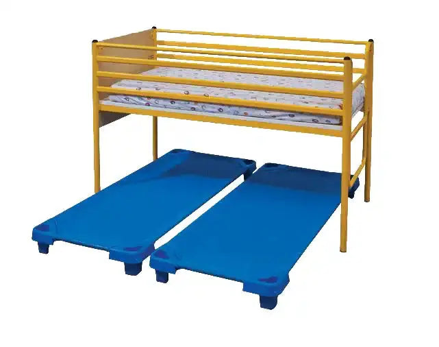 Lit haut maternelle 120 x 60 cm en tube acier, échelle en pied de lit – SDM Mobilier