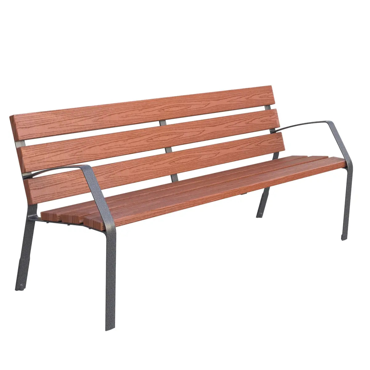 Banc Modo bois technique et pieds en fonte ductile, vue de trois-quarts
