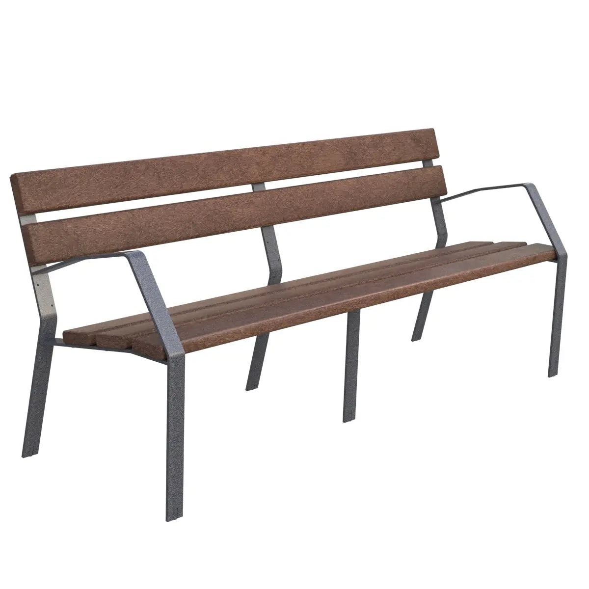 Banc Modo-08 5 lattes en plastique recyclé brun et pieds en acier