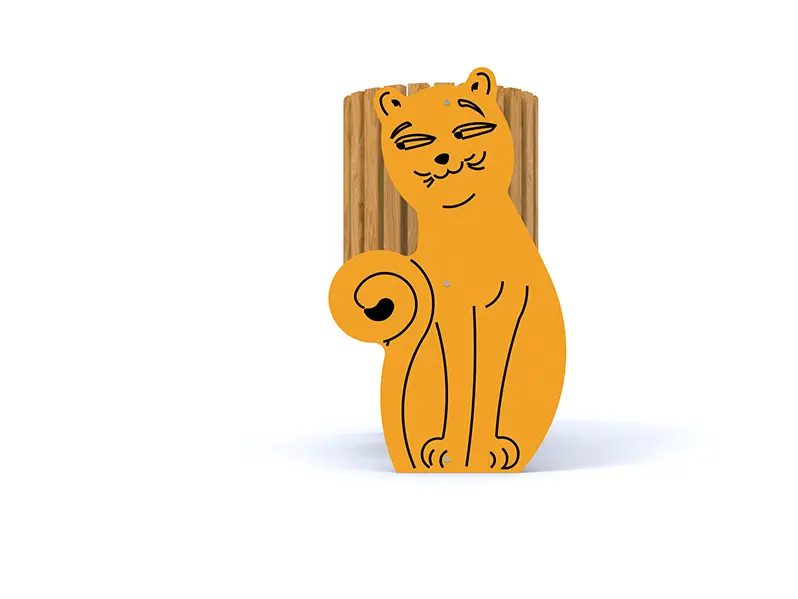 Détail de la corbeille Chat en polyéthylène