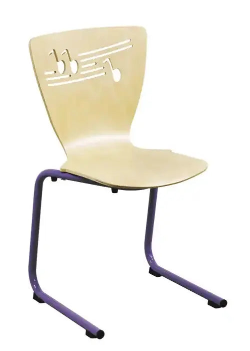 Chaise élève luge décor Musique, coque hêtre vernis naturel
