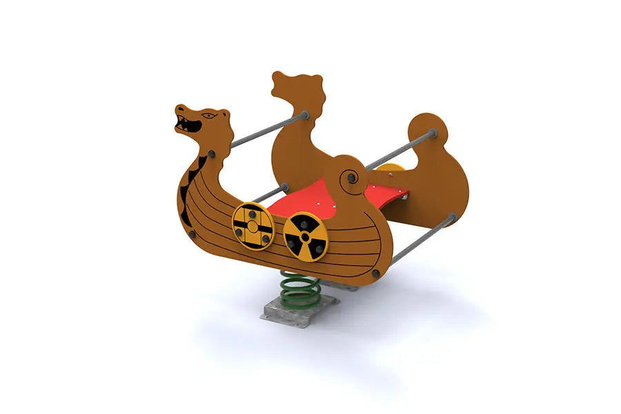 Jeu sur ressort bateau viking 4 places pour aire de jeux