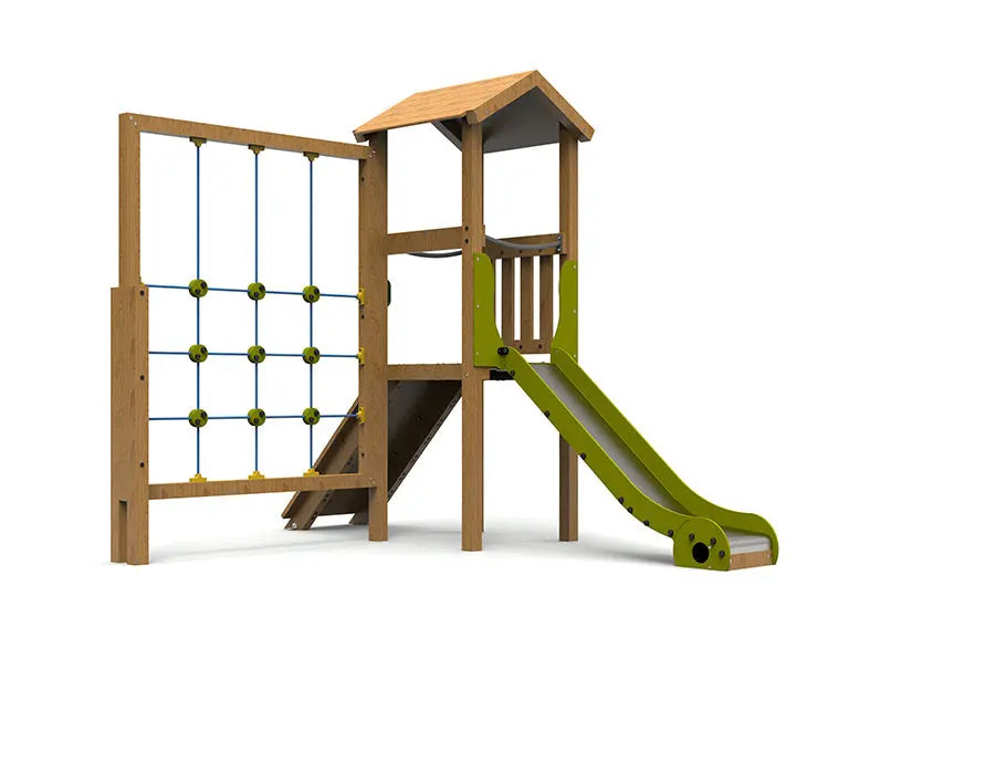 Aire de jeux Castañeda en bois avec tour et toboggan