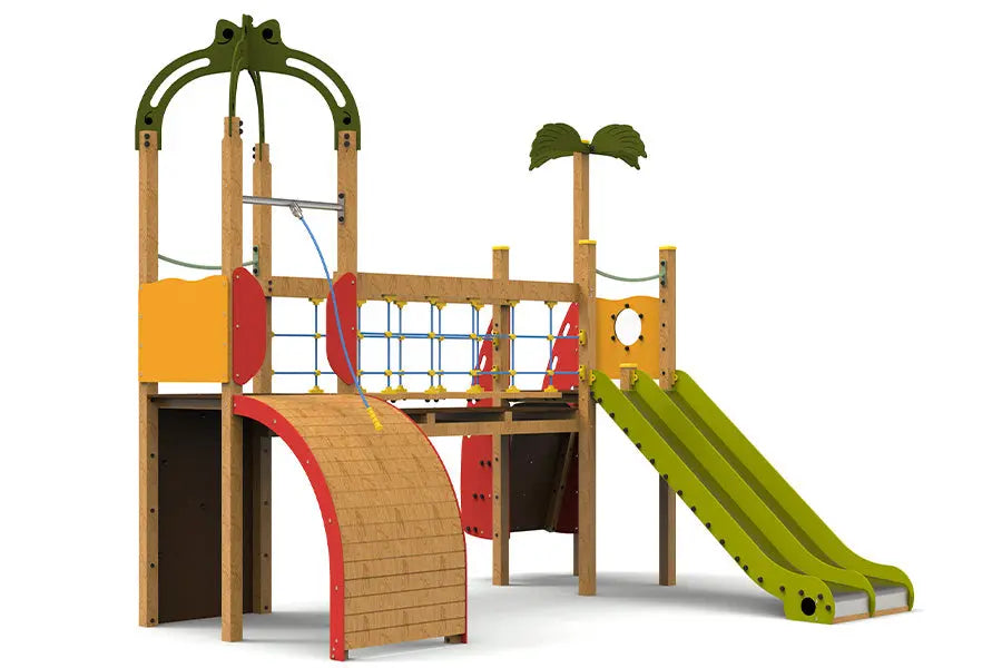 Aire de jeux Caraïbes en bois pour enfants de 3 à 12 ans