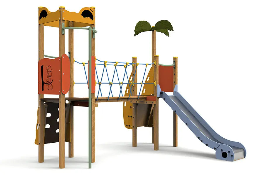Aire de jeux Île au trésor en bois pour enfants de 3 à 12 ans