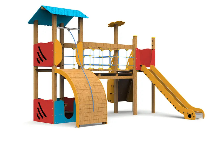 Structure de jeux en bois Campoo vue d'ensemble