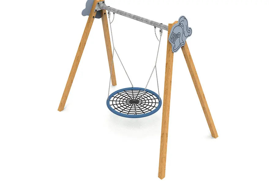 Balançoire nid d'oiseau en bois autoclave pour aire de jeux