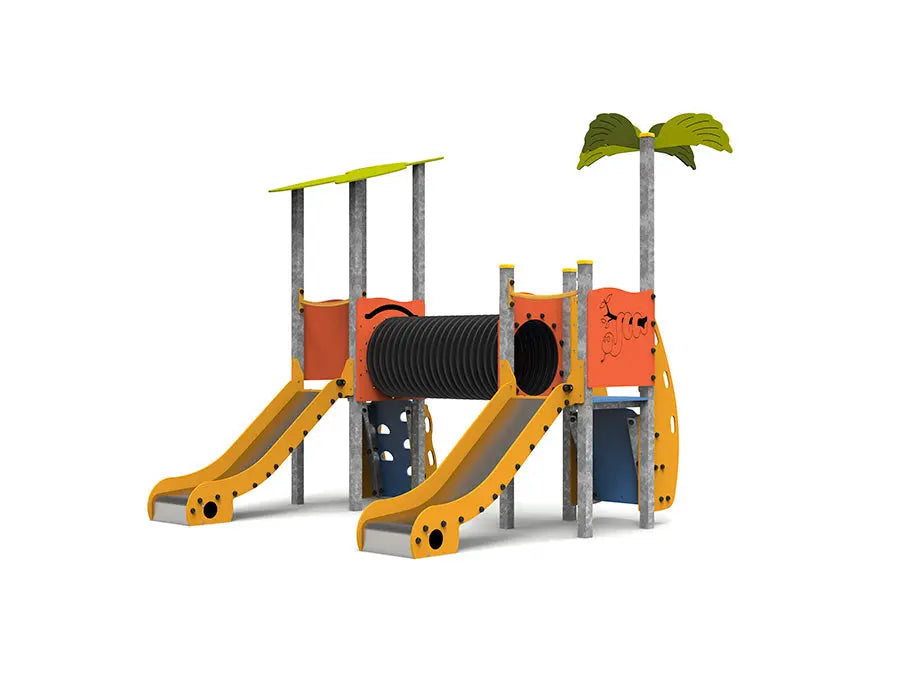 Aire de jeux Tropical en acier galvanisé pour enfants de 1 à 6 ans