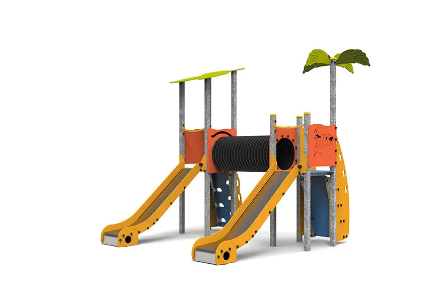 Aire de jeux Tropical 2 en acier galvanisé pour enfants de 1 à 6 ans