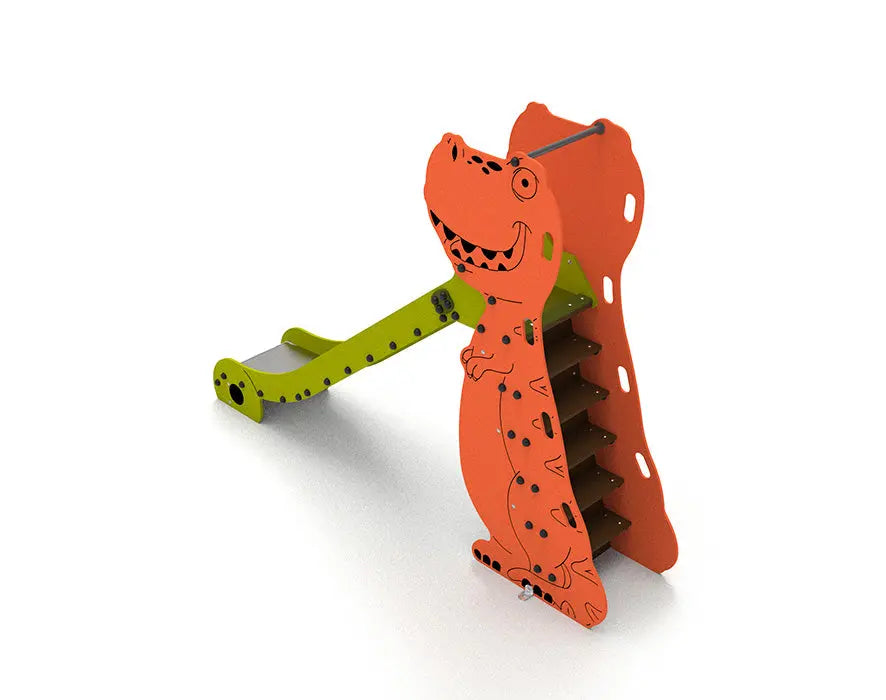 Vue latérale du toboggan Dino 1,20 m, longueur 2,64 m