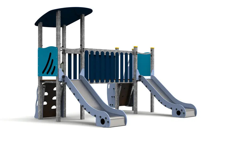Aire de jeux Galvacabo en acier galvanisé avec deux tours